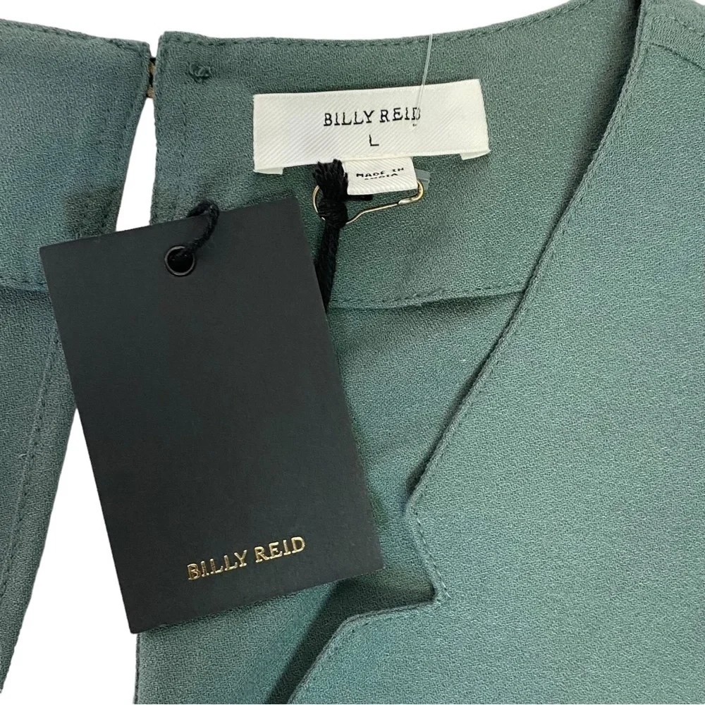 Billy Reid Long Sleeve V-Neck Jumpsuit in Forest Green - Picture 6 of 14
